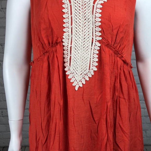 NY Collection Orange Crochet Trim Maxi Dress 3XP - Picture 6 of 7